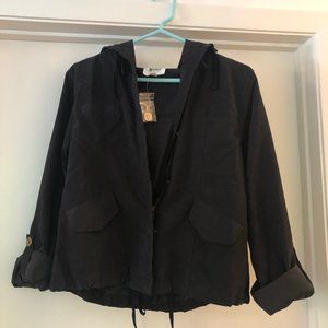 NWT MINE Los Angeles Black Lightweight Hooded Zip-up Jacket Size Medium